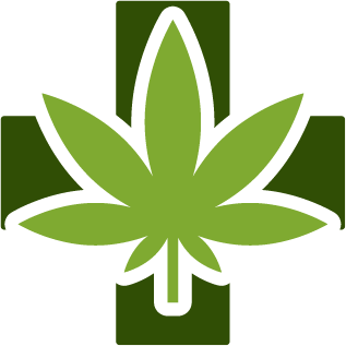 Green Marijuana Leaf over a Green Cross