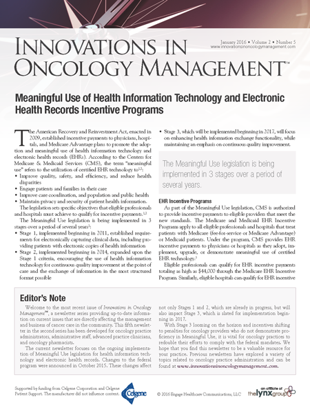 Innovations in Oncology Management, Vol. 2 No. 5