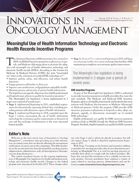 Innovations in Oncology Management, Vol. 2 No. 5