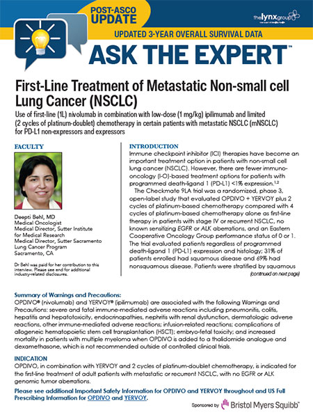 First-Line Treatment of Metastatic Non-small cell Lung Cancer (NSCLC)